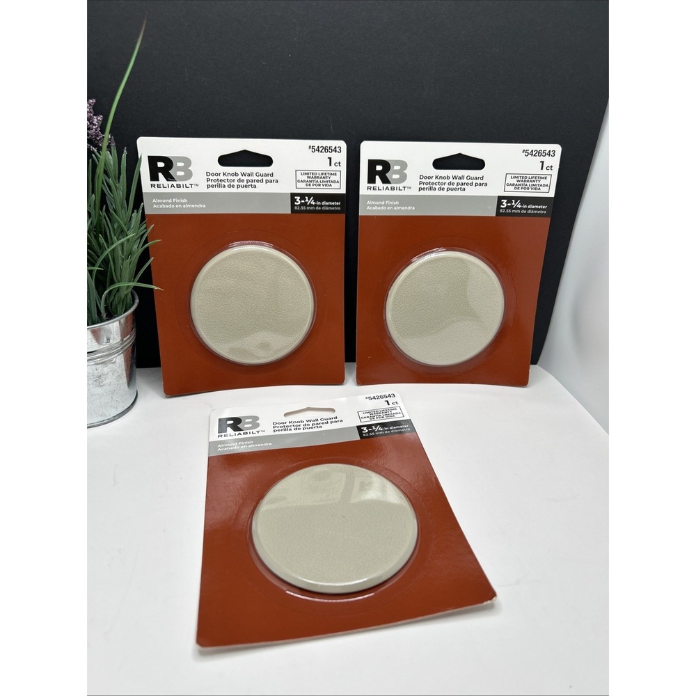 Reliabilt Door Knob Wall Guard 3-1/4" Diameter Almond Finish Lot of 3 5426543
